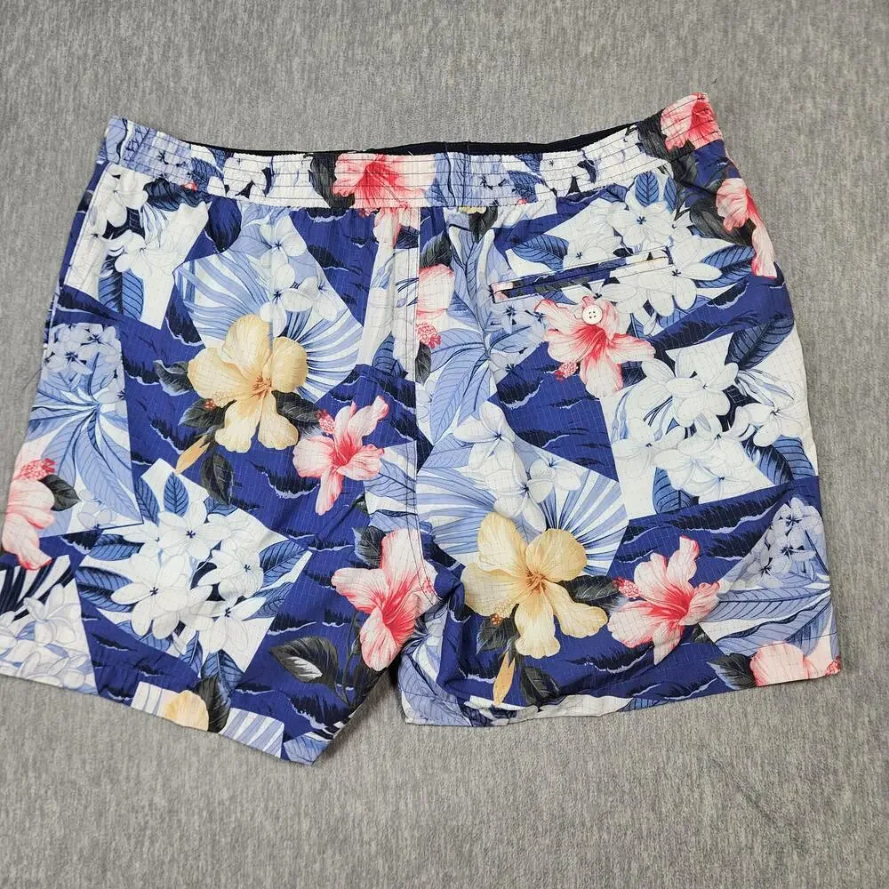 Tommy Bahama Shorts Mens 2XL Blue Floral Lined Drawstring Built-In Brief Swim